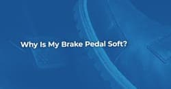 The article title over the driver's foot pressing on the brake pedal of the car, in a blue overlay. 