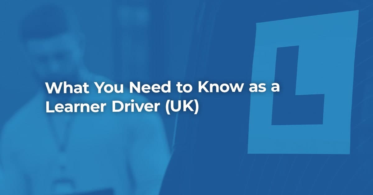 The article title over a driving instructor teaching a learner driver to drive a car.